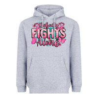 Heather Grey Nobody fights alone Cancer Awareness Heavyweight Hoodie - HowdyJamesFarm