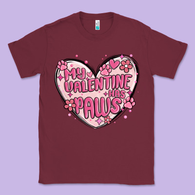 My Valentine Has Paws Classic Tee Designed By Maliassmallbusiness