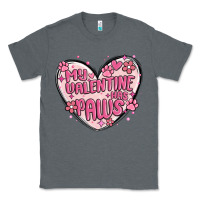 Charcoal Heather my valentine has paws Classic Tee - MaliasSmallBusiness