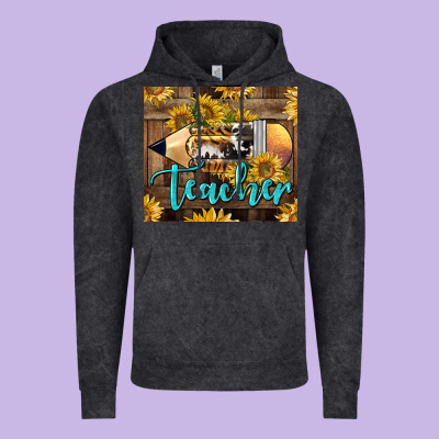 Western Teacher Pencil With Sunflowers Vintage Hoodie Designed By Lillyallendesigns