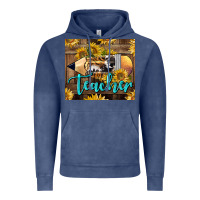 Vintage Denim Western Teacher Pencil With Sunflowers Vintage Hoodie - LillyAllenDesigns