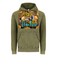 Vintage Olive Western Teacher Pencil With Sunflowers Vintage Hoodie - LillyAllenDesigns