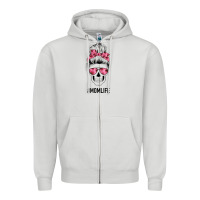 Dove Grey Pink Flower Mom Skull Zipper Hoodie - Bettercallsaul