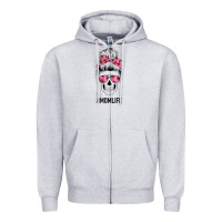 Heather Grey Pink Flower Mom Skull Zipper Hoodie - Bettercallsaul