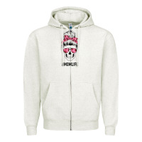 Pink Flower Mom Skull Zipper Hoodie | Teevron