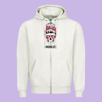 Pink Flower Mom Skull Zipper Hoodie Designed By Bettercallsaul