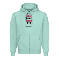 Seafoam Pink Flower Mom Skull Zipper Hoodie - Bettercallsaul