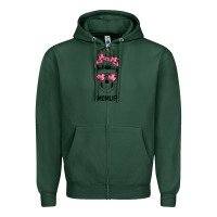 Sports Green Pink Flower Mom Skull Zipper Hoodie - Bettercallsaul