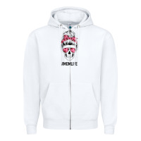 White Pink Flower Mom Skull Zipper Hoodie - Bettercallsaul