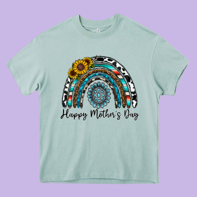Happy Mother's Day Rainbow Heavy Core Tee Designed By Cowhidedigitalart