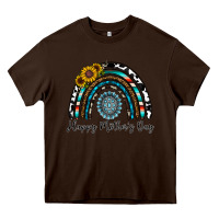 Chocolate Brown happy mother's day rainbow Heavy Core Tee - CowhideDigitalArt