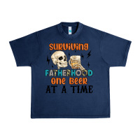 Navy surviving fatherhood one beer at a time Urban Heavy Tee - MaliasSmallBusiness