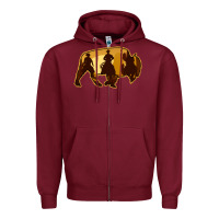 Burgundy Bison Silhouette Cowboy Zipper Hoodie - Bettercallsaul
