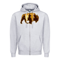 Heather Grey Bison Silhouette Cowboy Zipper Hoodie - Bettercallsaul