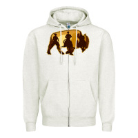 Oatmeal Heather Bison Silhouette Cowboy Zipper Hoodie - Bettercallsaul