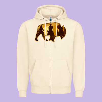 Bison Silhouette Cowboy Zipper Hoodie Designed By Bettercallsaul