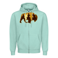 Seafoam Bison Silhouette Cowboy Zipper Hoodie - Bettercallsaul