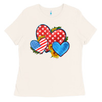 Bone usa flag hearts with sunflower Ladies Tee - HRA Design Shop