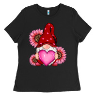 Black valentines day with sunflowers gnomes Ladies Tee - RanaPortraitStore