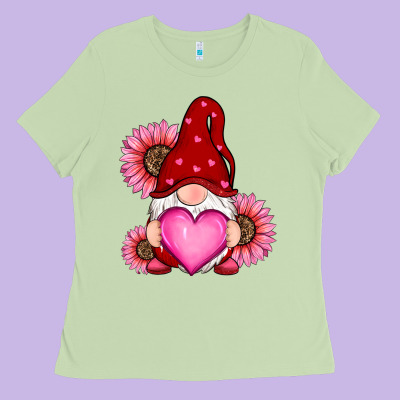 Valentines Day With Sunflowers Gnomes Ladies Tee Designed By Ranaportraitstore