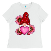 White valentines day with sunflowers gnomes Ladies Tee - RanaPortraitStore