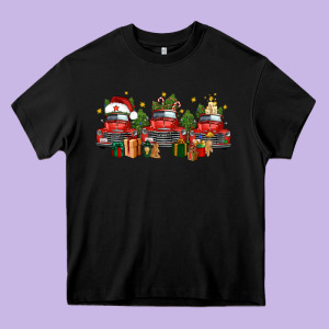 Christmas Trucks Heavy Core Tee Designed By Fadigitalartstudio