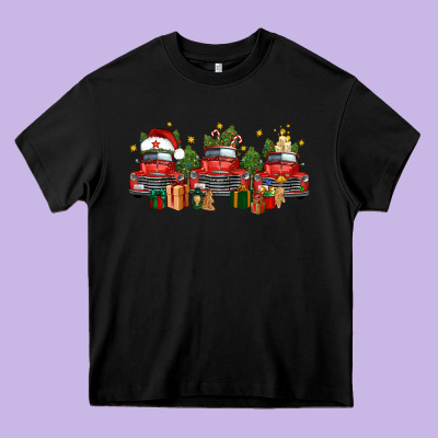 Christmas Trucks Heavy Core Tee Designed By Fadigitalartstudio