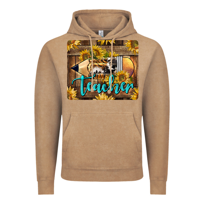 Western Teacher Pencil With Sunflowers Vintage Hoodie by LillyAllenDesigns | Teevron