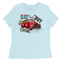 Baby Blue eat fresh buy local Ladies Tee - CowhideDigitalArt