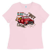 Bubblegum Pink eat fresh buy local Ladies Tee - CowhideDigitalArt