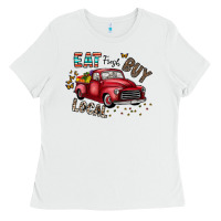 White eat fresh buy local Ladies Tee - CowhideDigitalArt