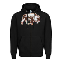 Black Cowhide Bison Silhouette Zipper Hoodie - Bettercallsaul