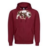 Burgundy Cowhide Bison Silhouette Zipper Hoodie - Bettercallsaul