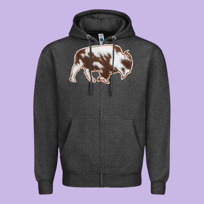 Cowhide Bison Silhouette Zipper Hoodie Designed By Bettercallsaul