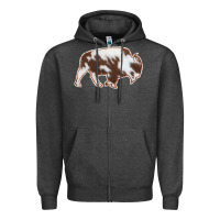 Charcoal Heather Cowhide Bison Silhouette Zipper Hoodie - Bettercallsaul