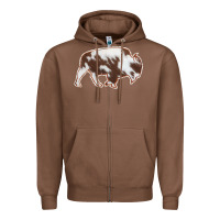 Chestnut Cowhide Bison Silhouette Zipper Hoodie - Bettercallsaul