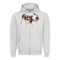 Dove Grey Cowhide Bison Silhouette Zipper Hoodie - Bettercallsaul