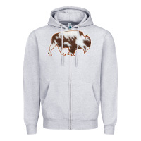 Heather Grey Cowhide Bison Silhouette Zipper Hoodie - Bettercallsaul