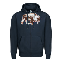 Navy Cowhide Bison Silhouette Zipper Hoodie - Bettercallsaul
