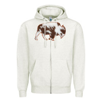 Oatmeal Heather Cowhide Bison Silhouette Zipper Hoodie - Bettercallsaul