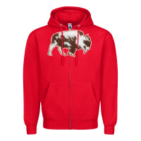 Red Cowhide Bison Silhouette Zipper Hoodie - Bettercallsaul