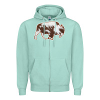 Seafoam Cowhide Bison Silhouette Zipper Hoodie - Bettercallsaul