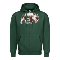 Sports Green Cowhide Bison Silhouette Zipper Hoodie - Bettercallsaul