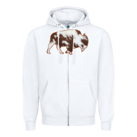 White Cowhide Bison Silhouette Zipper Hoodie - Bettercallsaul