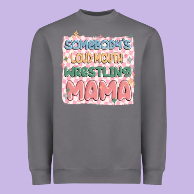 Somebody's Loud Mouth Wrestling Mama Heavyweight Sweatshirt Designed By Maliassmallbusiness