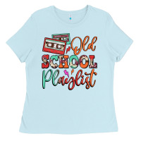 Baby Blue old school playlist cassette Ladies Tee - FaDigitalArtStudio