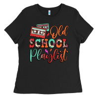 Black old school playlist cassette Ladies Tee - FaDigitalArtStudio