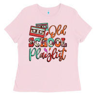 Bubblegum Pink old school playlist cassette Ladies Tee - FaDigitalArtStudio