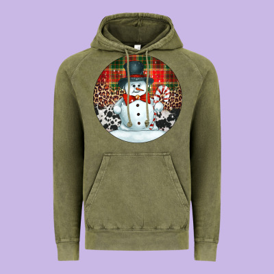 Western Snowman Christmas Ornament Vintage Hoodie Designed By Jasminsmagicworld