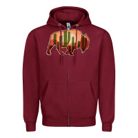 Burgundy Cactus Bison Silhouette Zipper Hoodie - Bettercallsaul